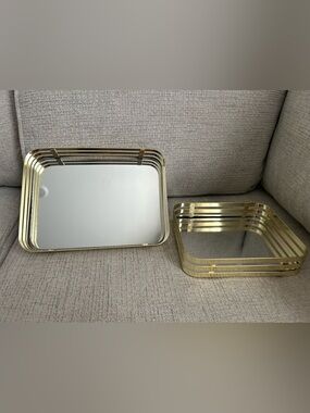 Hobby Lobby Gold Mirrored Vanity Tray Duo